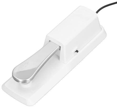 Universal Sustain Pedal for Keyboard, White Sustain Foot Pedal with 0.25in Interface, Piano Keyboard Foot Pedal for All Electronic Instruments with Sustain Function (White)