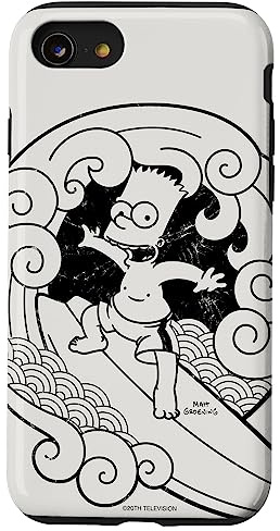 The Simpsons Bart Surfing Japanischer Holzblock Hülle für iPhone SE (2020) / 7 / 8