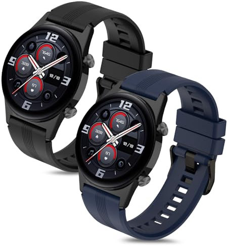 Xisair 2 Silikonarmbänder Kompatibel mit Honor Watch GS 3 Sportarmband Honor Watch GS Pro/Honor Watch GS 3i / Honor Watch GS 4 Armband Komfortables Atmungsaktives Ersatzarmband für Männer Frauen
