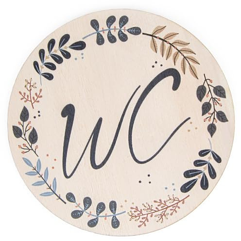 Logbuch-Verlag Placa para puerta de inodoro, redonda, diámetro de 15 cm, unisex, para inodoro, de madera, restaurante, hotel