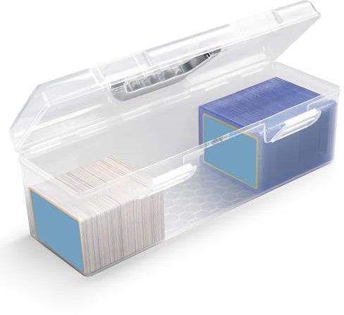 Wilitto Clear Toploader Storage Box with Handle, Card Deck Box Trading Cards Holding Box Game Card Storage Case Card Container Playing Card Poker Case, Slab Card Holder Organizer Clear