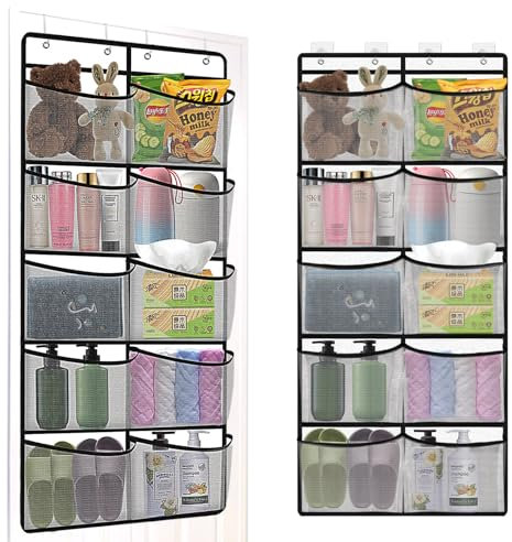 Organizer da Appendere,Tasche Portaoggetti da Parete,Porta Oggetti da Appendere,1 Pezzi Organizer Pieghevole da Appendere 10 Tasche Laterali a Rete per Vestiti per Camera Cucina Bagno Organizer Porta.
