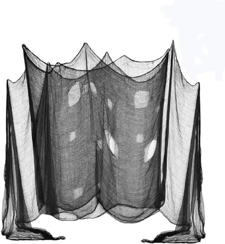 Willingood (48 x 240 Pouces) Halloween Terror Tissu, Halloween Party Supplies Décoration Murale De La Maison De La Cour Extérieure avec Tapisserie en Tissu De Fromage Géant, Noir