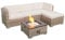 AFURNI 5 Piece Rattan Garden Furniture Set with Fire Pit,CSA Certified,40,000 BTU,4 Seater Rattan Corner Sofa with Fire Pit Table