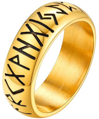 Supcare Herren Ring Edelstahl Viking Luhn Rune Fingerring für Männer Wikinger Schmuck Rock Siegelring Bandring Vintage Statement Ring Gold Verlobungsring Personalisiert Modeshcmuck für Vatertag