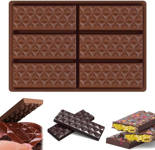 Silicone Chocolate Bar Moulds, 1PC 6 Cells Rectangle Diamond Shape - Non-Stick Reusable DIY Baking Molds and Wax Melt Moulds