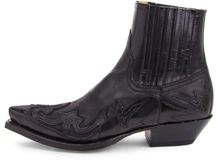LVTFIYQX Cowboystiefel für Damen und Herren mit Absatz und verlängerter Spitze Herren Western Stiefeletten Cowboy Motorradstiefel,Schwarz,36 EU