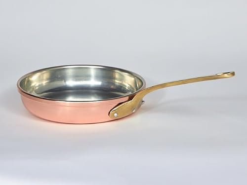 Sartén de Cobre con Mango de Latón e Interior Estañado o Acero inoxidable, Todos Los Tamaños (Estañado, 20 cm)