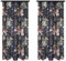 Voppi Dunkle Vorhänge Bunte Blumen 140x240 cm halbverdunkelnd blickdicht Dekovorhänge mit Universal Kräuselband schöne Dekoration für Ihr Zuhause - 2er Set
