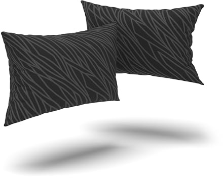 LARAWELL Kissenbezug 40x80 Baumwolle anthrazit geometrisch, 2er Set, Kissenbezüge im Doppelpack Premium