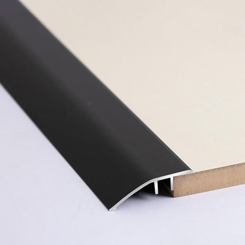 UKLULUAMZ Bande de seuil de porte pour sol en vinyle, réducteur de seuil en métal pour portes, buanderie, entrée, bordure étroite pour moquette (noir, 140 cm)