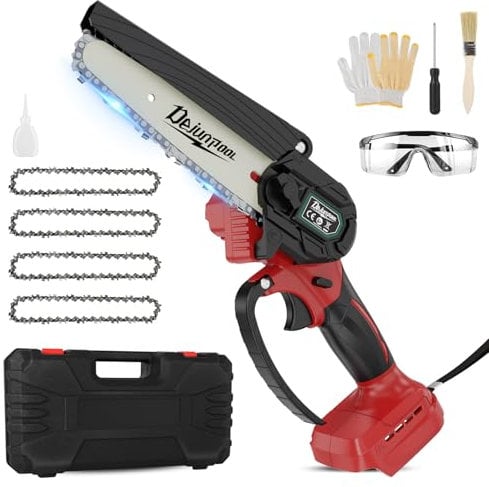 ASUNCELL 6-inch Mini Chainsaw Compatible with Makita 18V Battery BL1850B (Without Battery), Brushless Chainsaw Cordless Electric Saw for Trees, Wood Cutting, Garden Shears, Tree Trimming (Red)