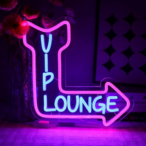 OYCGZV VIP Lounge Neon Schild Rosa Blau Led Neon Schild Wand VIP Aufenthaltsraum Neon Sign USB Led Schild für Home Bier Bar Vip Room Hotel Game Zone Party Cafe Office Store Beauty Salon