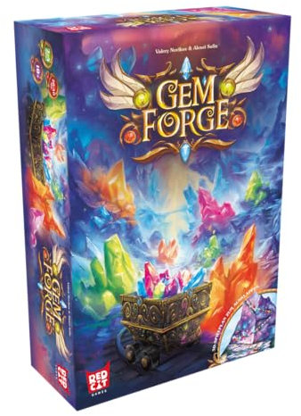 Gem Forge, ELZNIR GAMES, strategisches Brettspiel, Ressourcenmanagement, für 2-4 Spieler, ab 10 Jahren, 20–40 Min., 3D-Dungeon-Building, Edelstein-Handel, familienfreundlich