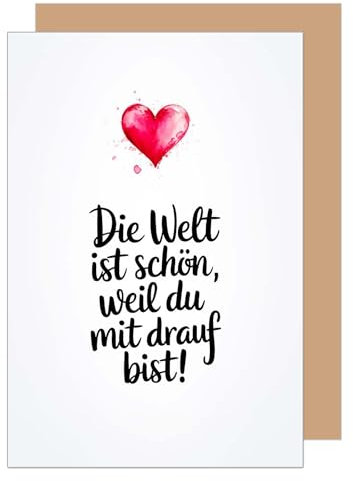 Edition Seidel Premium Geburtstagskarte mit Umschlag. Glückwunschkarte Grußkarte Karte mit Spruch Geburtstag Happy Birthday Mann Frau Herz (G3718 SW025)