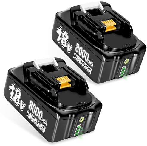 2 Stück 8.0Ah/8000mAh Ersatzakku für Makita Akku 18V BL1860B BL1840 BL1830 BL1860B BL1815 BL1835 BL1850B BL1845 BL1850 BL1860B Kompatibilität für Makita 18V Akku Elektrowerkzeuge (8000mAh*2)