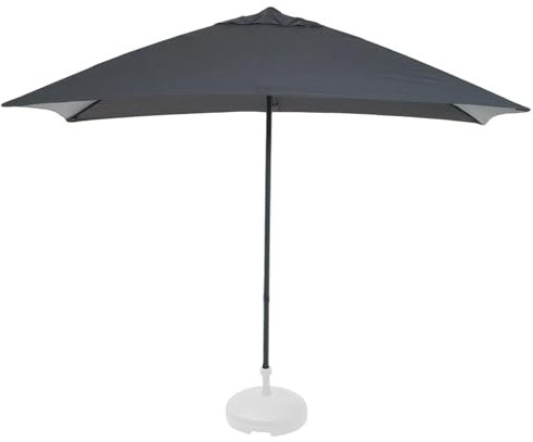 Sicignano – Parasol Lipari 3 x 2 jardin anthracite, 6 lattes en fer, toile polyester 180 g/m², hauteur 230 cm, poteau Ø3,8 cm – terrasse piscine restaurants (parasol + base plastique ronde blanche)