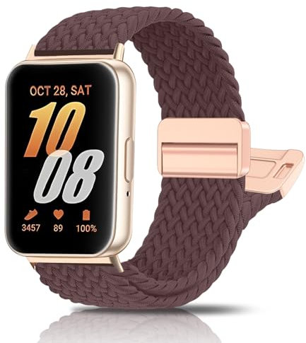 chinbersky Geflochten Armbänder Kompatibel mit Galaxy Fit 3 Armband, Magnet Verschluss Stoff Elastische Nylon Loop Ersatzarmband für Samsung Fit 3 SM-R390 Herren Damen