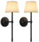VISDANFO Aufladbare Wandlampe 2 Stück, LED-Wandleuchte aus Stoff mit Akku, Dimmbare Beleuchtung mit 5200 mAh und Kabelloser Fernbedienung für Wohnzimmer, Schlafzimmer, Flur, Treppenhaus (Schwarz)