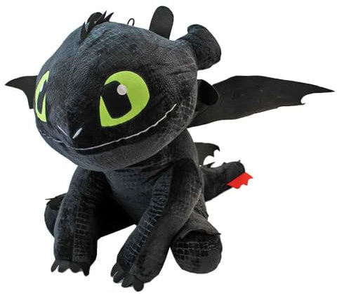 BEMIRO Ohnezahn Drache Plüschtier XXL – 90 cm – Mit gestickten Augen & Details – Kuschelig weich – Mit Aufhängeschlaufe