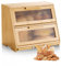 VEVOR Panera de Doble Capa de Bambú para Encimera de Cocina, Panera de Madera Rústica para Pan Casero, con Panel de Puerta Acrílico Ondulado, Color Madera Natural, Trapezoide, 390 x 260 x 320 mm