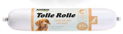 Anibio 8 x Tolle Rolle Ente 400g | Nassfutter für Hunde | Single Protein | Getreidefrei | mit Apfel und Feldsalat | Geprüfte Qualität | Ohne Zusatzstoffe | Gut Portionierbar