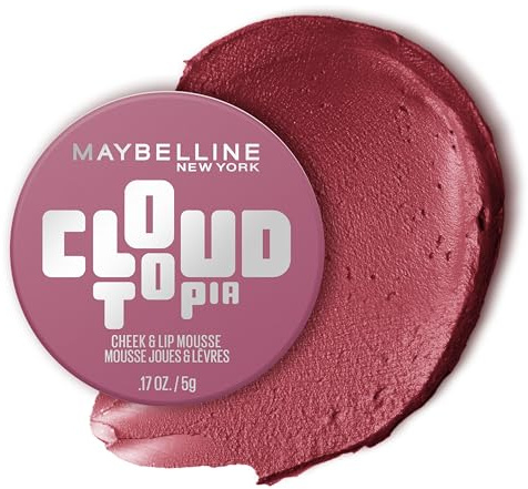 Maybelline Cloudtopia Blush for Cheeks and Lip Mousse, Ultra-Vivid, Pigmented Formula for Up to 14HR of Blush and Lip Makeup Color, Twilight Berry, 1 Count