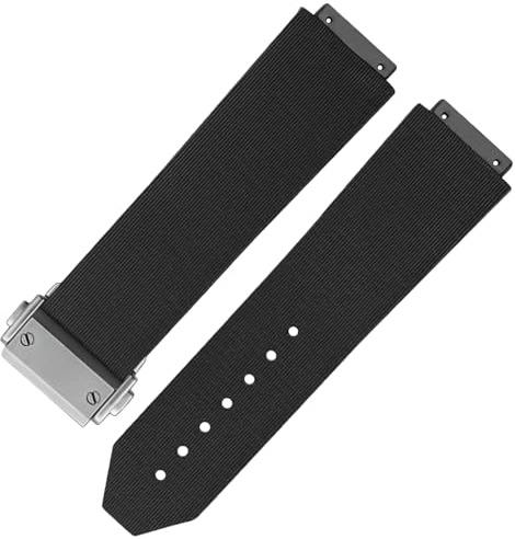 HiCycle2 Armbänder Ersatz für Hublot Fusion RUBBER Band 19 * 13 * 18mm (Schwarz & Silber)