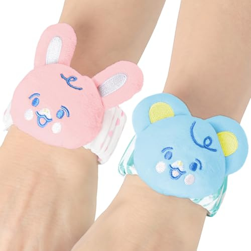 LittleForBig Sonajeros para adultos – Pulsera suave y ajustable con cascabeles en el diseño Baby Parade, juego de 2