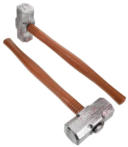 Toyvian 2pcs Plastic Mallet Hammer Toy Halloween Props for Boys and Girls Pretend Play Party Decoration Faux Hammering Toys