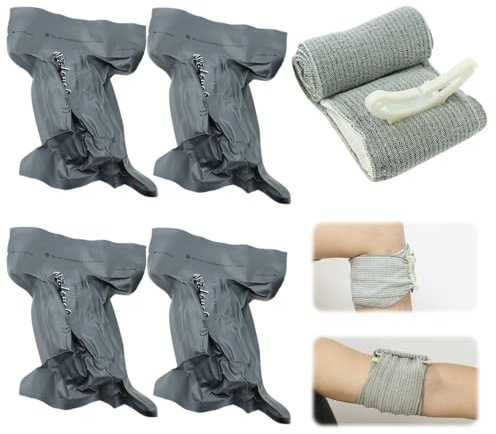 Mineup 4pcs Israeli Bandage, 4Blutstillende Tourniquets Elastische Verband, Taktische Tourniquets, Emergency Bandage, Notfall Erste-Hilfe Bandag für Bergsteigen Sport Camping Klettern
