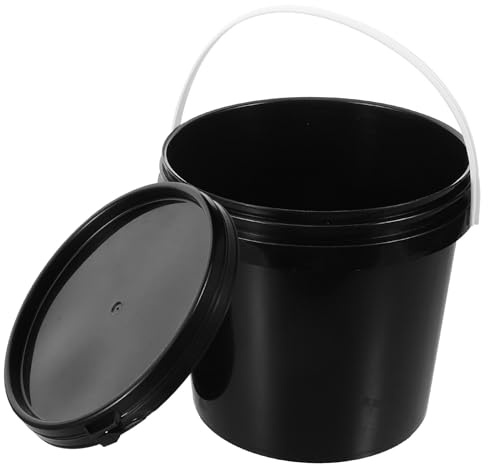DIKACA Seau de Peinture Noir 2L en Plastique Opaque avec Couvercle Hermétique Pot de Rangement pour Peinture et Pigments Bac Multifonction et Stockage Professionnel