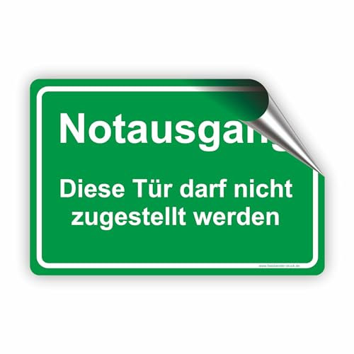 NOTAUSGANG/Diese Tür darf nicht zugestellt werden - SCHILD/D-071 (30x20cm Aufkleber)