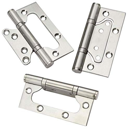 Euro Tische Edelstahl Scharniere - 2x Stabile Scharniere für Türen & Fenster in Silber - 10 cm Bandhöhe - Aufputzmontage - 4 Löcher pro Seite - Hochwertiges Edelstahl - Ideal für Innen- & Außenbereich