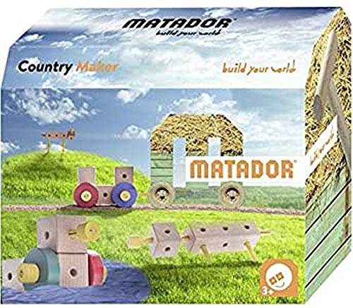 Matador 21510 Maker Country Produktion in Österreich, PEFC-zertifiziertes Holz Konstruktionsbaukasten, holzfarben, bunt, Mittel