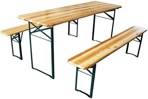 AVANTI TRENDSTORE - Luma - Set da Birreria Pieghevole in legno 1x Tavolo180cm + 2x Panche in Legno per Party Sagra Festa Evento