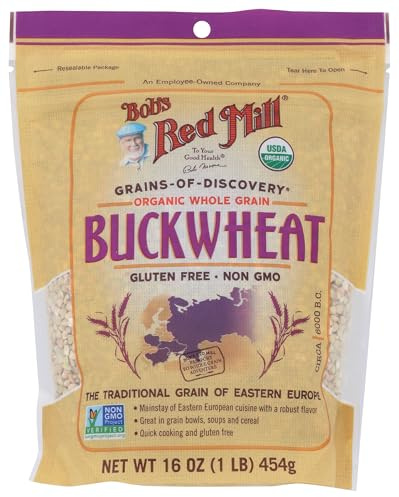 Bob's Red Mill Organic Gluten Free Buckwheat Groats, 16oz (Pack of 1) - Non GMO, Whole Grain, Vegan, Kosher