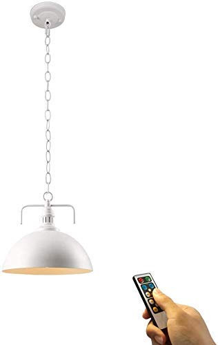 FSLiving 55 Lumen LED Fernbedienung Batterielauf Pendelleuchte Innen Außen Eisen Kettenlicht Designer Lampe Büro Workbench Kronleuchter Stehtisch, Batterie nicht im Lieferumfang enthalten