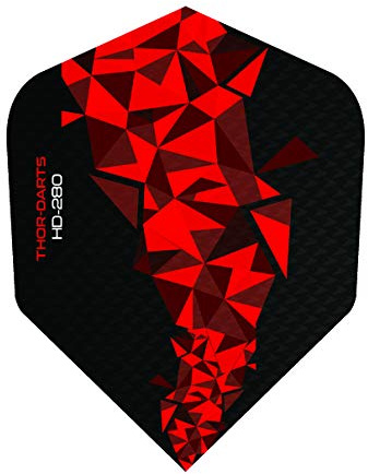 THOR-DARTS®™ Exclusiv-Line: 150 Micron F2 Darts Flights HD-280 schwarz Dart Flys extra Lange haltbar Thickness 150 mic Ultra Strong (6 Stück (2 Set), rot/red)