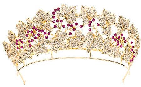 Die dänische königliche Rubin-Tiara, Blatt Tiara, Hochzeits-Tiara, Vogel-Tiara, Diadem für Frauen (Gold)