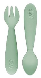 ezpz Mini Fork & Spoon - pack de cuchara y tenedor - Salvia - 12+ meses
