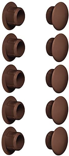 cyclingcolors 10x Abdeckkappen Kunststoff Blindbohrung Stopfen Blindstopfen Abdeckung Möbel (Ø10mm/dunkelbraun RAL 8014)