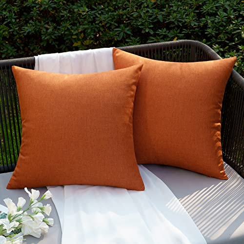 EMEMA Kissenbezug Herbst Outdoor Wasserdicht Sofakissen Wasserfest Dekokissen Kissenbezüge Dekorativ Kissen Kissenhülle aus Polyster für Garten Sofa Wohnzimmer Bett 2er Set 50x50 cm Orange