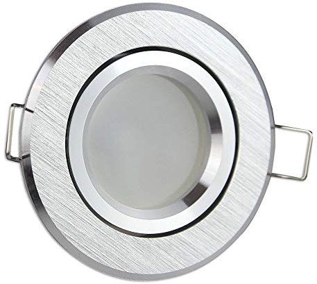 LED Einbaustrahler silber gebürstet rund 5 Watt warmweiß MR16 12V - Einbauleuchten flach 70-73mm Bohrloch - Einbau-Spot Decken-Strahler Deckeneinbaustrahler Deckenspot Deckeneinbauleuchte