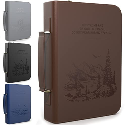 Bibelhüllen für Damen und Herren, große Größe, Leder-Bibel-Tragetasche, perfektes christliches Geschenk für Jungen und Mädchen, braunes Kunstleder-Bibelzubehör