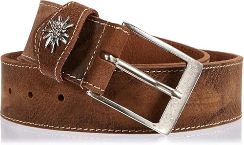 MGM Unisex Trachtengürtel mit Edelweiß Gürtel, Braun, 95