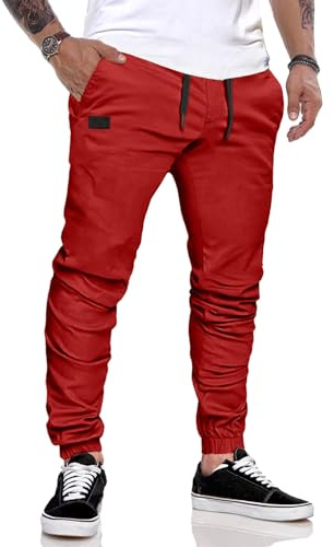 JMIERR Herren Jogginghose Baumwolle Atmungsaktive mit Taschen | Chino,Cargohose,Jogger,Sporthose,Sweatpants,Taille mit Kordelzug,Elastische,Stretch,Freizeit und Alltag