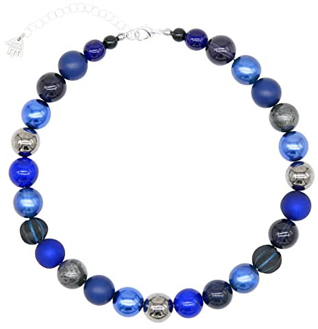 Feliss Handmade: Ketten aus Perlen, Halskette Damen. Statement Kette 45 cm lang. Choker Halsband, aesthetic Necklace Schmuck. Beads Perlenkette für Frauen (Blue Hour)