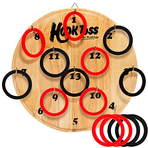 Hook Game Ring Toss for Adults & Kids, Wooden Board Dart Wall Game, Outdoor Indoor Games for Family and Friends, Played at Dorm, Beach, Party, Camping and Yard