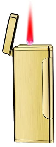 Mini Fackel Feuerzeuge Zigarren Jet Flamme Feuerzeug mit Einstellbarer Flamme Dial Portable Ultra-Thin Butan nachfüllbar Feuerzeug Großes Geschenk für Männer Geburtstag Weihnachten (Gold)